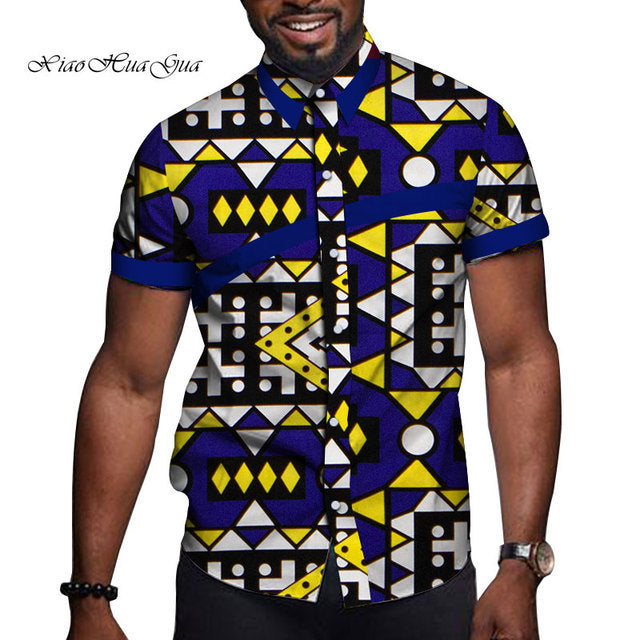 African Men Clothing Printed Short Sleeve Top T Shirt