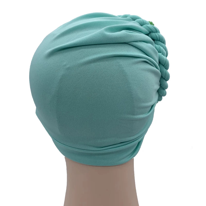 2022 Trendy Braids Turban Bonnet Arab Wrap Head Scarf Ready to Wear Hijab Hat Muslim Headdress Woman Inner Hijab Turbante Mujer