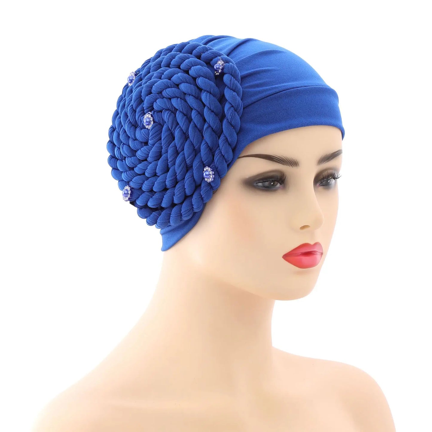 2022 Trendy Braids Turban Bonnet Arab Wrap Head Scarf Ready to Wear Hijab Hat Muslim Headdress Woman Inner Hijab Turbante Mujer