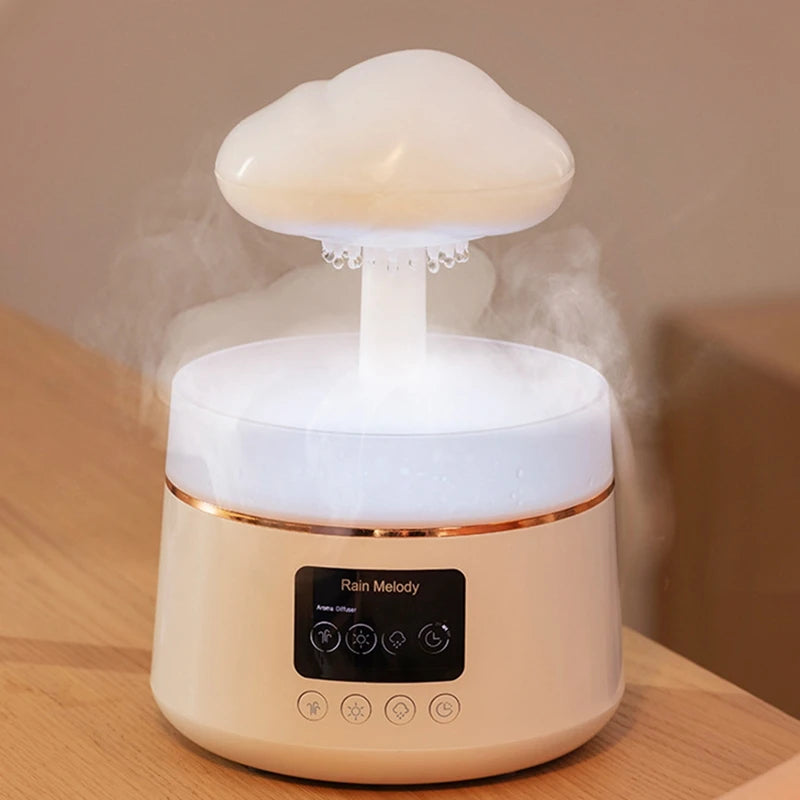 300Ml Mushroom Rain Cloud Air Humidifier Water Drops Sounds Colorful Night Lights Aromatherapy Essential Oil Diffuser