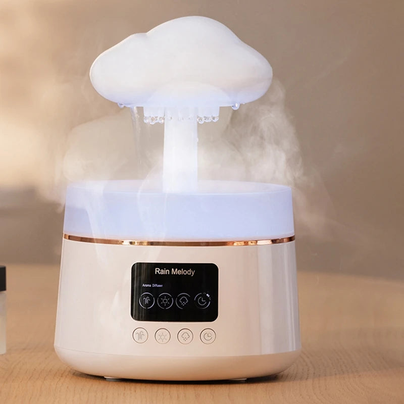 300Ml Mushroom Rain Cloud Air Humidifier Water Drops Sounds Colorful Night Lights Aromatherapy Essential Oil Diffuser