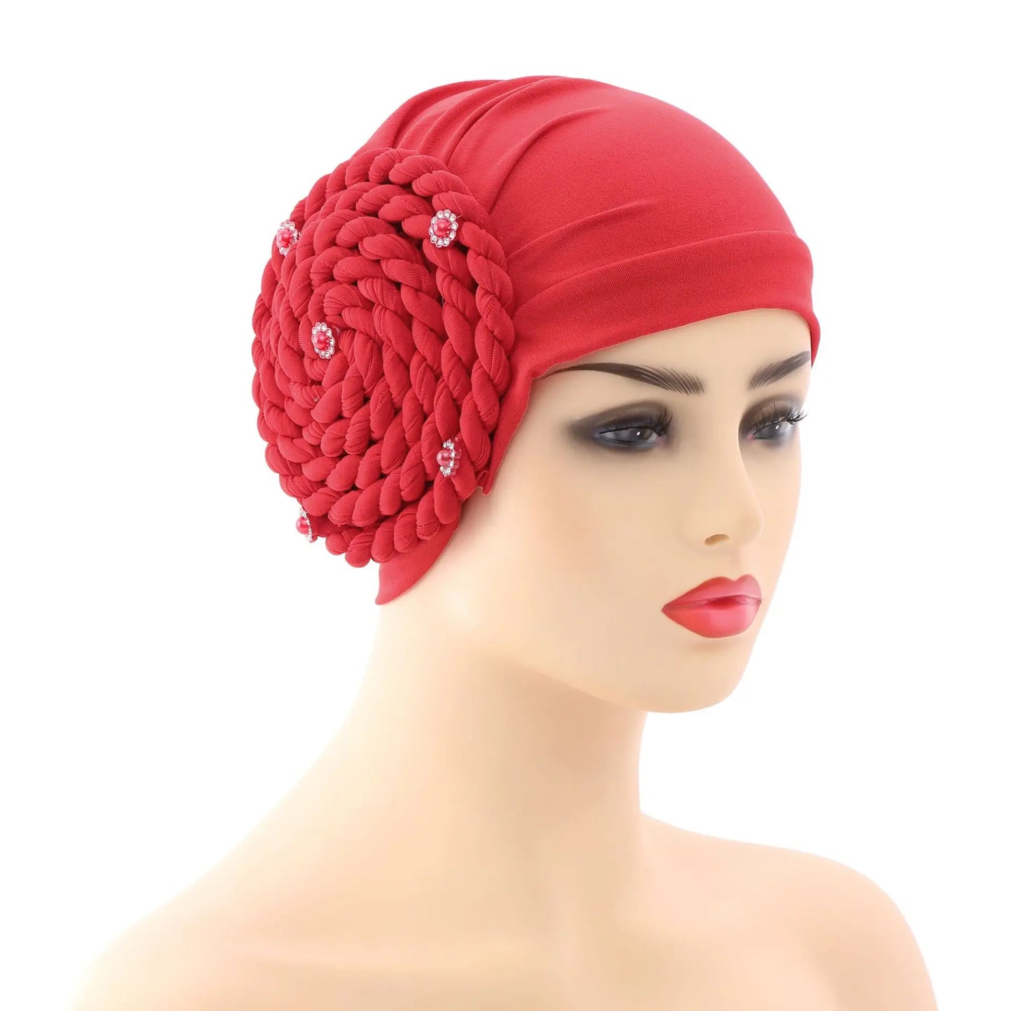 2022 Trendy Braids Turban Bonnet Arab Wrap Head Scarf Ready to Wear Hijab Hat Muslim Headdress Woman Inner Hijab Turbante Mujer